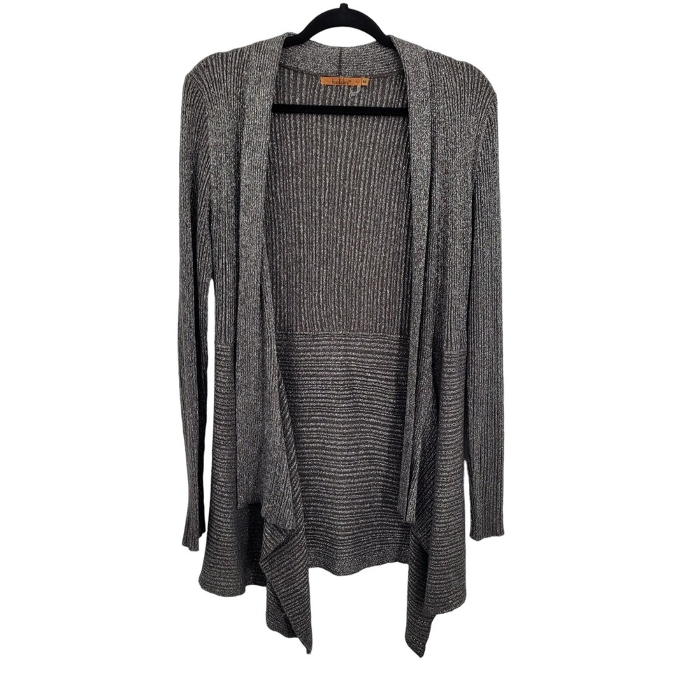 Belldini Brown Sparkle Rib Knit Cardigan Sweater  Open Waterfall Duster  Sz M